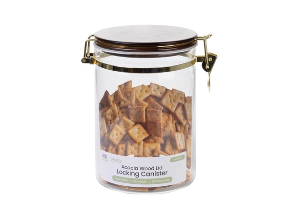 Smart Design Glass & Acacia Canister