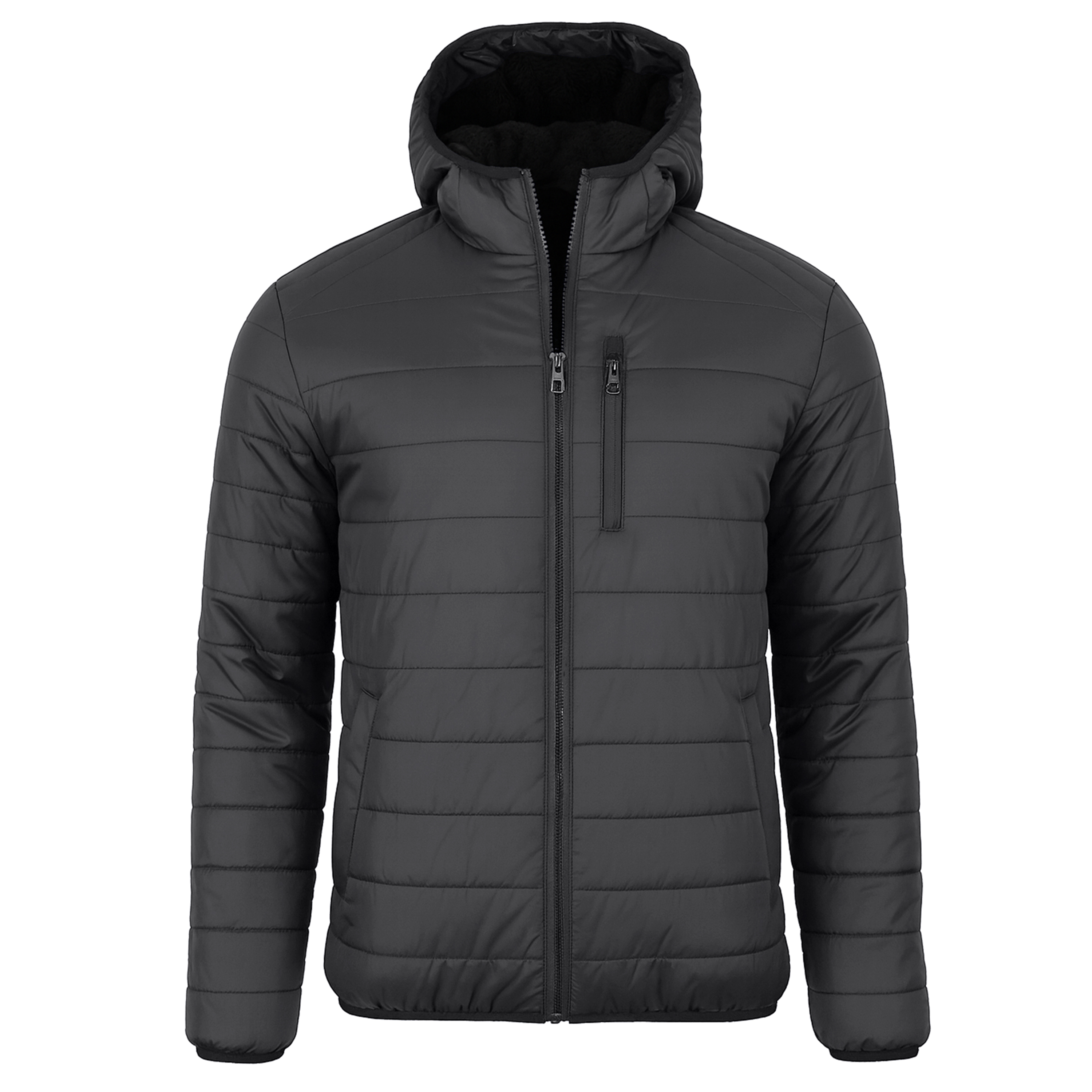 Mens Sherpa Fleece-Lined Hooded Puffer Jacket - Gallery 24