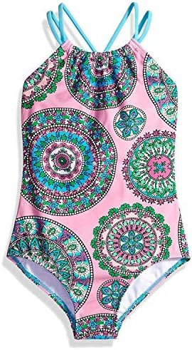 Kanu Surf Girls Beach Sport Halter One Piece Swimsuit, Jasmine Pink, 7