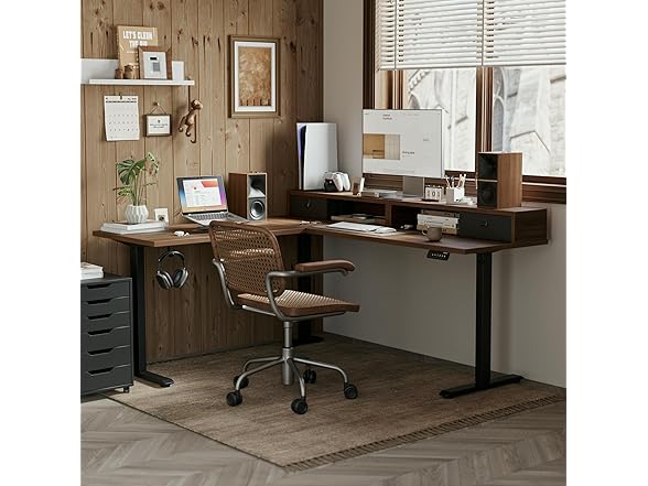 L Shaped Standing desk with 2 Drawers