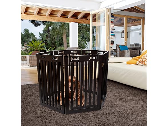 Arf Pets Arf Pets Freestanding Dog Gate with Door, 6 Panel