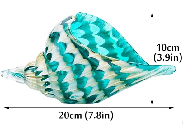 Blue Hand Blown Glass Conch Statue