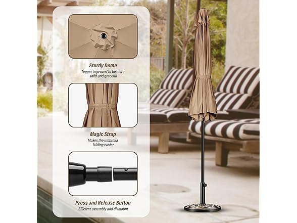 Simple Deluxe 10' Patio Umbrella with Easy Push Button Tilt/Crank
