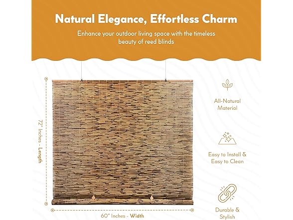 Radiance 60" x 72 " Radiance Cord Free Bamboo Shade