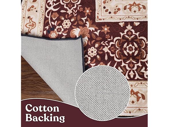 Superior Elegant Floral Medallion Border Washable Indoor Area Rug