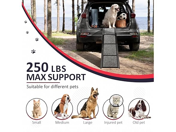 PENSUN Dog Ramp for Car, 71" Foldable
