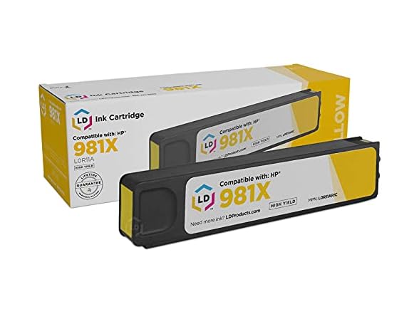 LD Products Remanufactured Ink Replacement for HP 981X L0R11A (Yellow)