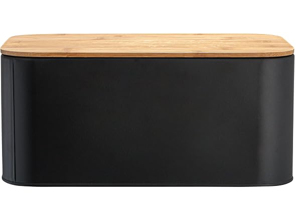 Bloomingville Metal "bread" Bin with Bamboo Lid, Black