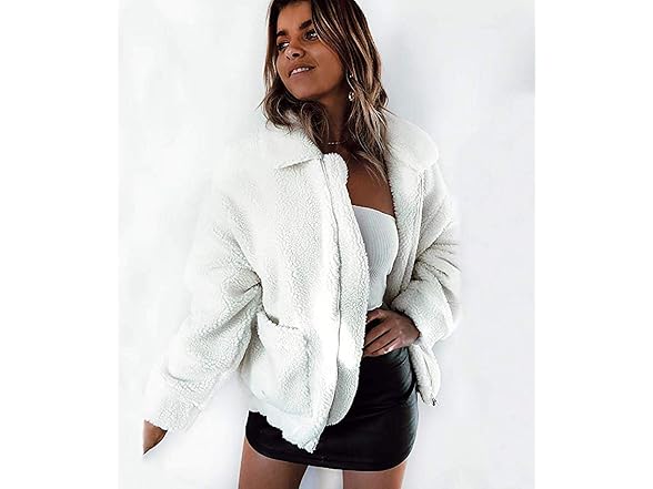Comeon Women's (XL) Women's Coat Casual Lape White