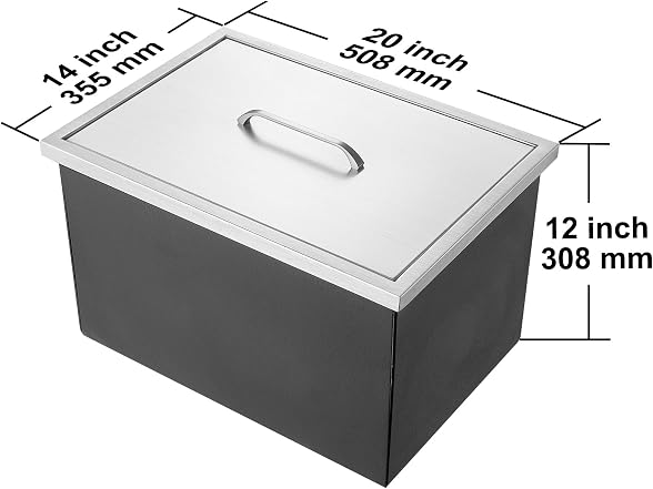 Drop in Ice Chest, 20"L x 14"W x 12"H Stainless