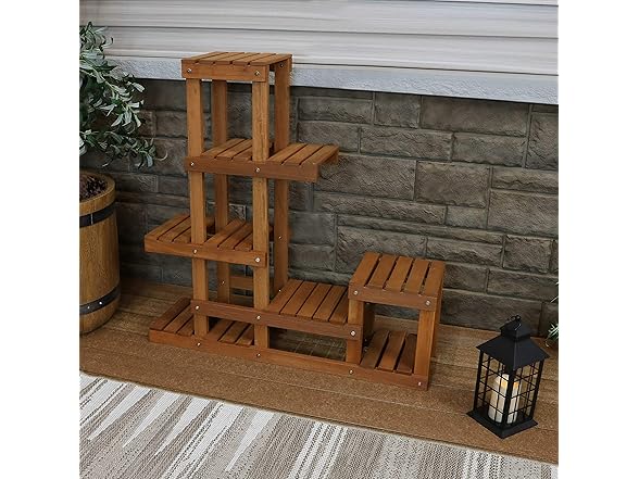 Sunnydaze 36" Wood Multi-Tiered Plant Stand