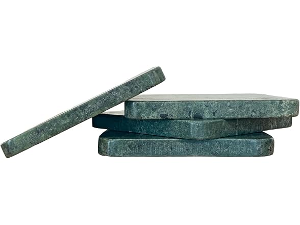 Howard Elliott Collection Evergreen Marble Coaster Set of 4