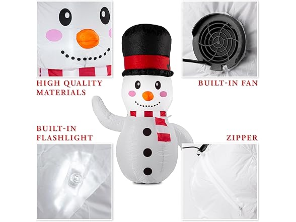 Zone Tech CR0002 Snowman Blow-Up Décor for Cars White