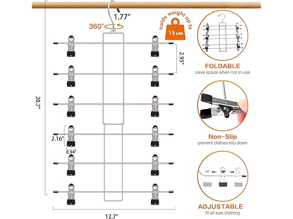 SHUKEEKA 3 Pack Metal Pants Hangers