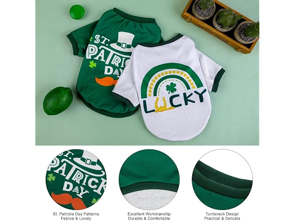 2 Pcs St. Patrick's Day Pet Shirts Dog Cloth