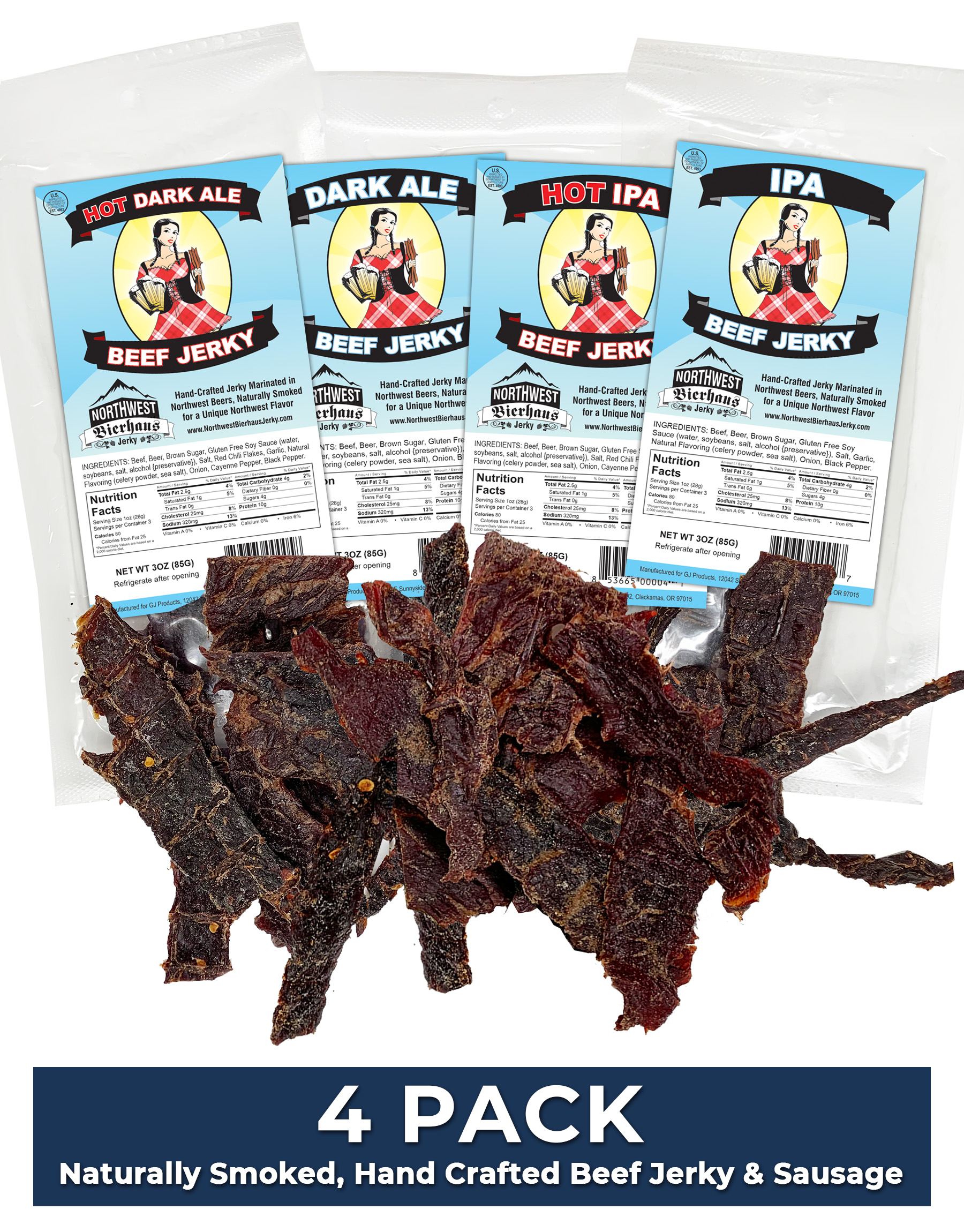 (4ct) Handcrafted Beer Jerky Variety Pack - Gallery 2