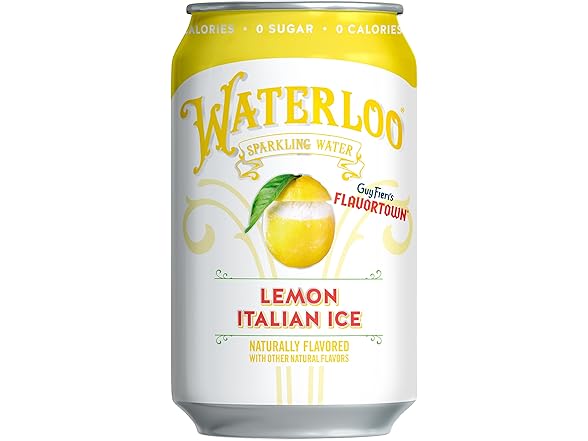 12PK Waterloo Sparkling Water, Lemon Italian ice