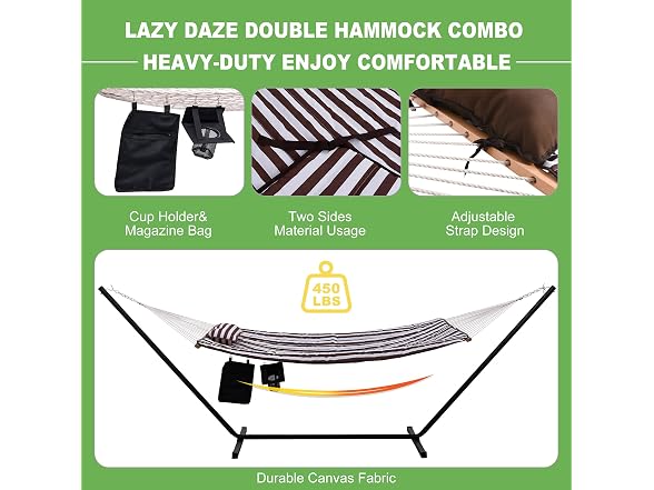 Lazy Daze Double Hammock w/ 12ft Steel Stand