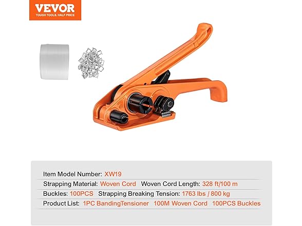 VEVOR Banding Strapping Kit with Strapping Tensioner Tool