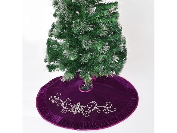 Purple Velvet Christmas Tree Skirt with