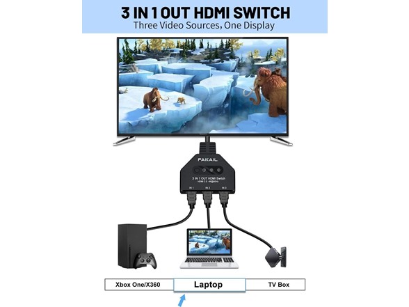 4K HDMI Switch 3 in 1 Out 3 Port HDMI