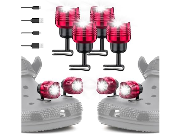 4 Pcs Rechargeable Headlights for Crocs