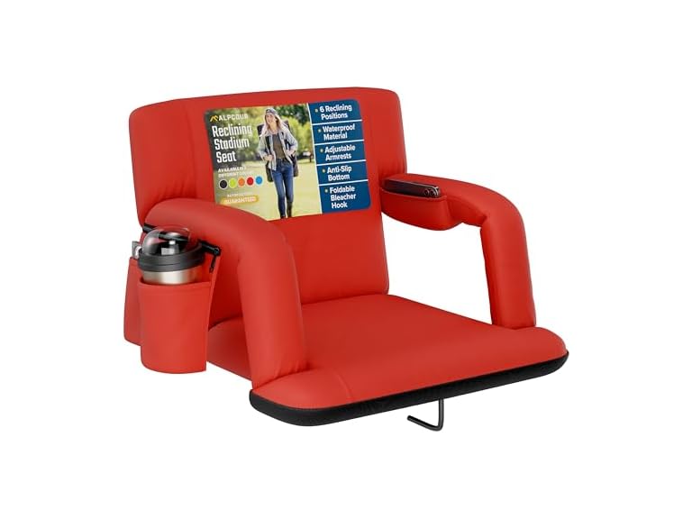 Reclining Stadium Seat w Armrests - Red