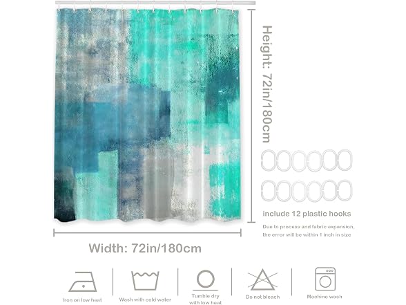Batmerry Turquoise Grey Abstract Shower Cutain