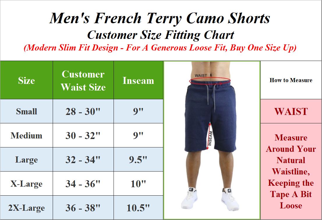 1 & 3Pk Mens French Terry Camo Shorts - Gallery 16