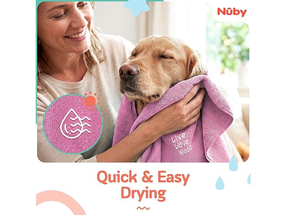 Nuby Pet Grooming Glove with Silicone Bristles, Pink