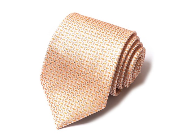 Formal Men’s Necktie - Peach Gold Medallion