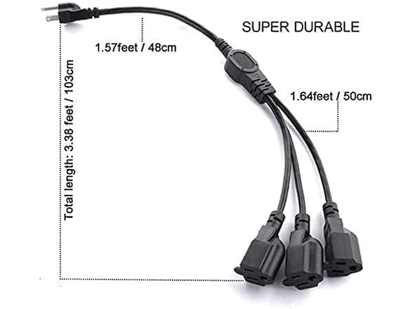 Qlfecle 1 to 3 Outlet Power Splitter