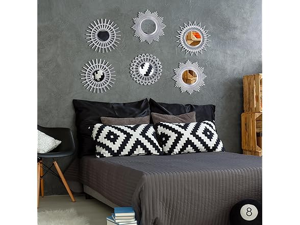 6 Pc Sun Mirrors for Wall Décor