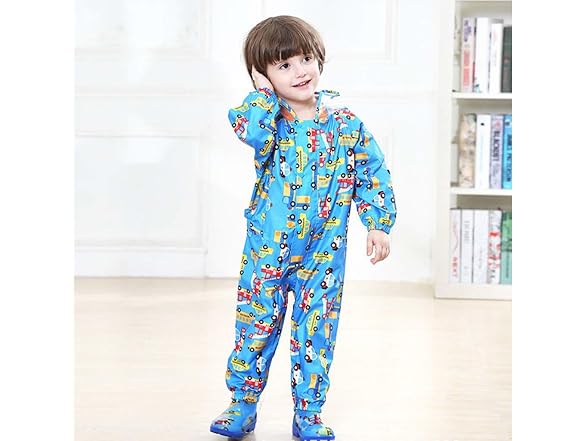 JiAmy (S) Baby One Piece Rain Suit Hood Coverall
