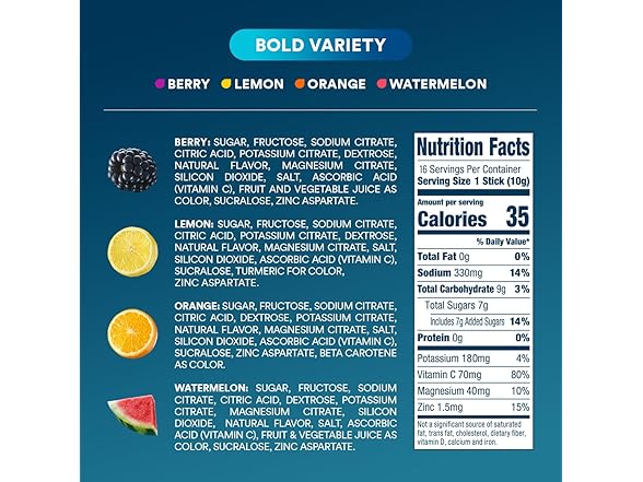 (2-Pack) DripDrop Hydration - Bold Variety,16 Sticks