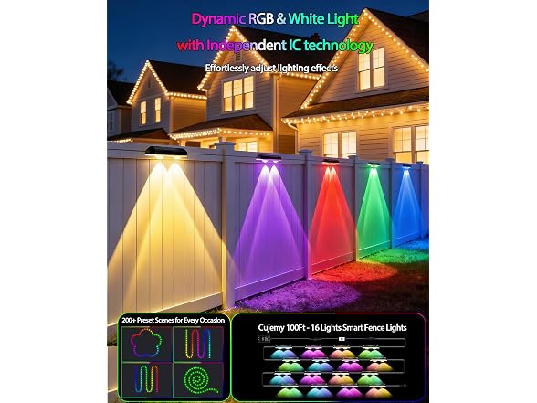 16 Pack RGB Outdoor Fence Lights
