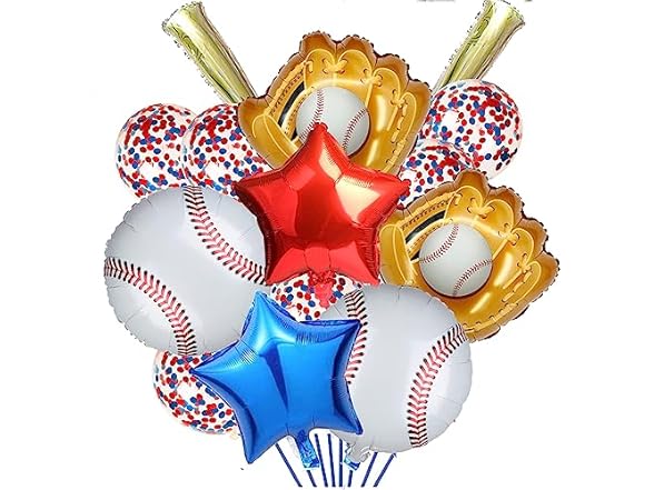 LYST 14PCS Baseball Foil Balloons With Latex