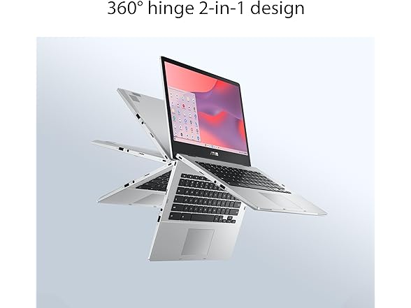 ASUS Chromebook Flip CX1 Convertible Laptop, 14" FHD NanoEdge 360-degree Touchscreen, Intel Celeron N4500 Processor, 128GB eMMC Storage, 8GB RAM, ChromeOS, Transparent Silver, CX1400FKA-AS88FT (Open Box)