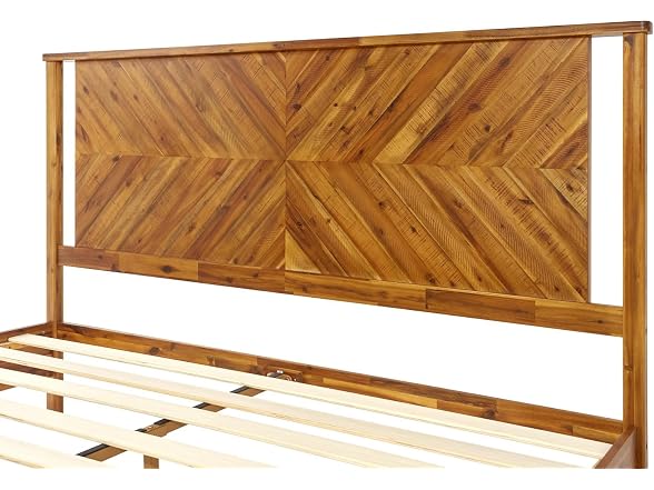 Bme Vivian 14" Deluxe Bed Frame with Headboard, Rustic