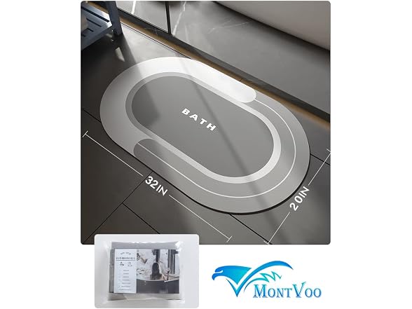 MontVoo Bath Mat - Non Slip, Quick Dry Stain