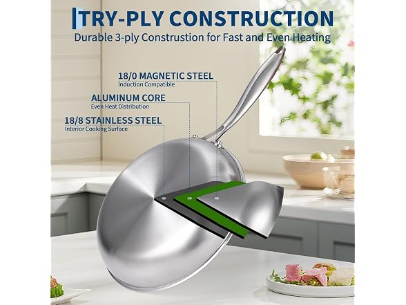 11 Piece 3-Ply Stainless Steel Pots and Pans Set