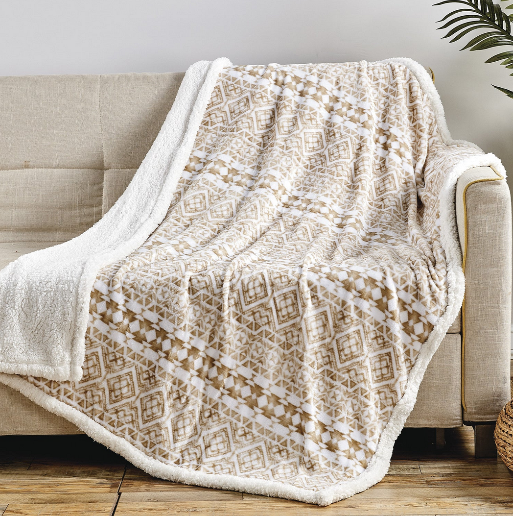 Ultra Soft Microplush Printed Sherpa Throw - Gallery 14