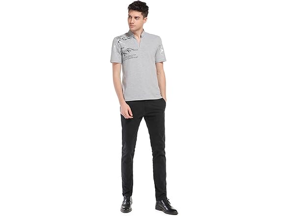 Sportides Men (L) Fashion V-Neck Henley Stand Tops