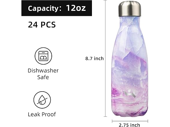 Konokyo 24 Pack 12 oz Insulated Water Bottle
