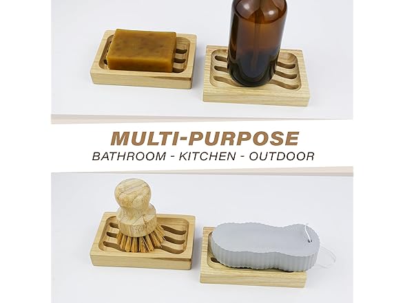 ENKEZI 2 Pack Wood Soap Dish