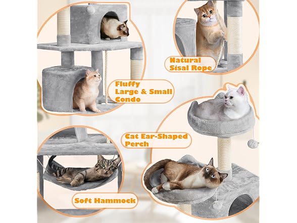 Yaheetech 62.5inches Cat Tree Cat Tower, Lt Gray