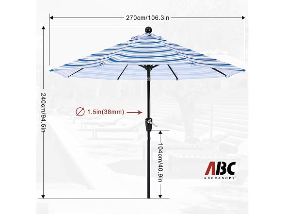 ABCCANOPY 9ft Patio Umbrella Navy