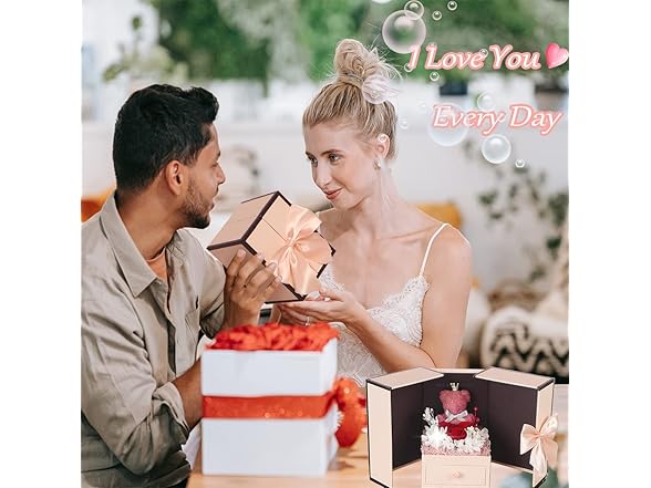 Preserved Red Rose Bear Love Necklace