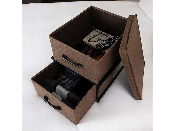 Household Essentials Stacking Storage Boxes with Laminate Top