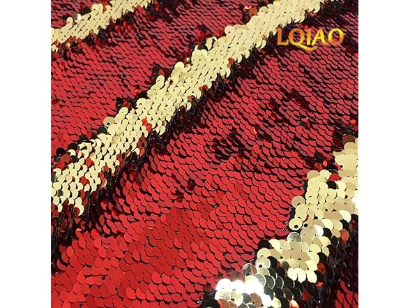 LQING HOT Red Gold-Reversible Sequin Fabric
